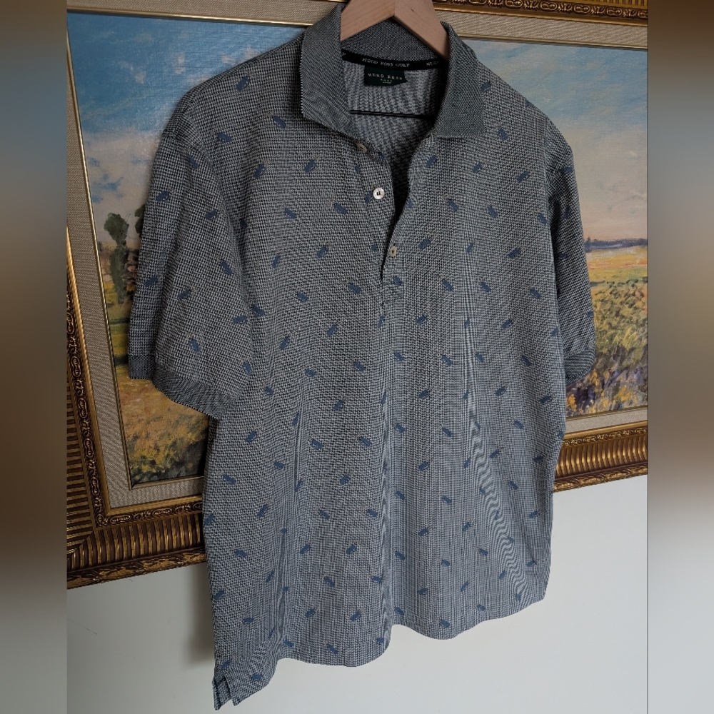 Vintage Hugo Boss Golf Bag Pattern Polo